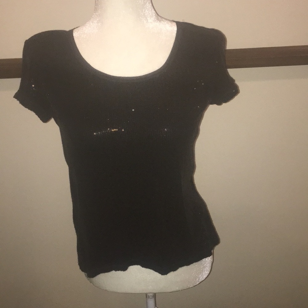 Max Studio Black Sequined Top